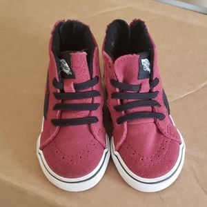 Burgundy and black vans
